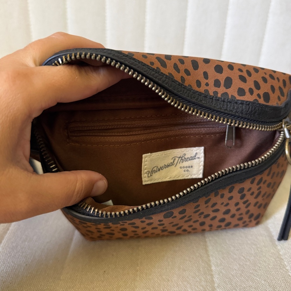 Universal Thread Pleather Leopard Print Brown Cro… - image 3